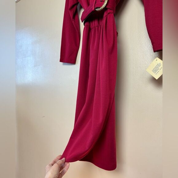 CLEARANCE! Cranberry Vintage L/S Belted Faux Wrap Dress NWT - Picture 4 of 8